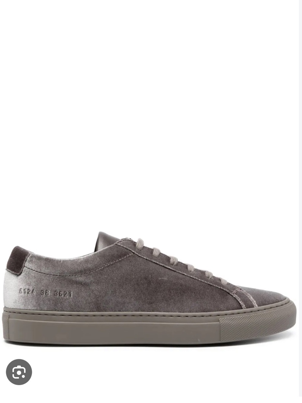 Common Projects Womens’s Achilles Velvet Sneakers — Charcoal Gray
